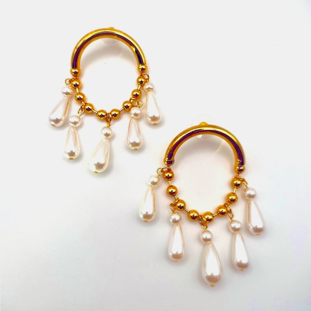 Zara White Pearl Chandelier Earrings